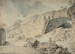 Johann Georg Wille - Zwei Künstler in felsiger Landschaft.