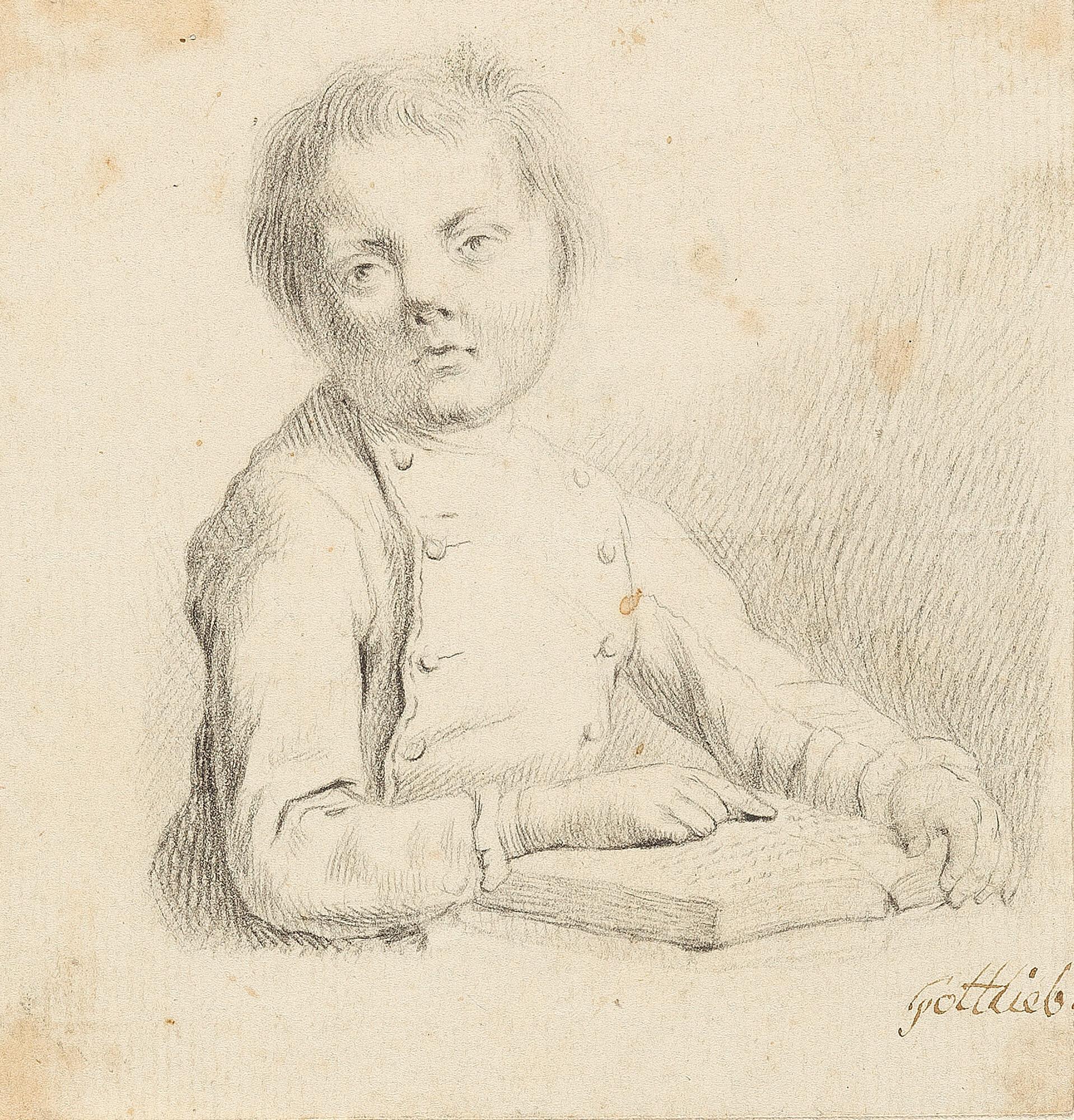 Johann Gottlieb Glume - Knabe, mit dem Zeigefinger auf die Zeile eines Buches hindeutend.