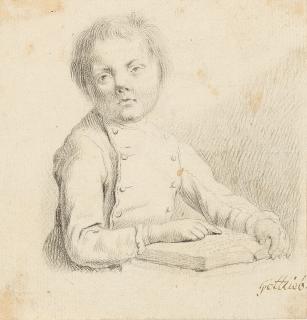 Johann Gottlieb Glume - Knabe, mit dem Zeigefinger auf die Zeile eines Buches hindeutend.