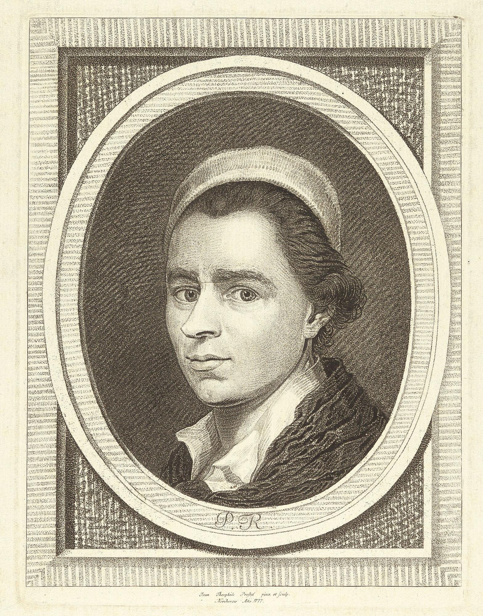 Johann Gottlieb Prestel - Selbstbildnis im Oval.