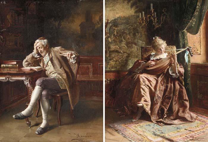Johann Hamza - An Old Man Reading; and The Lute Player