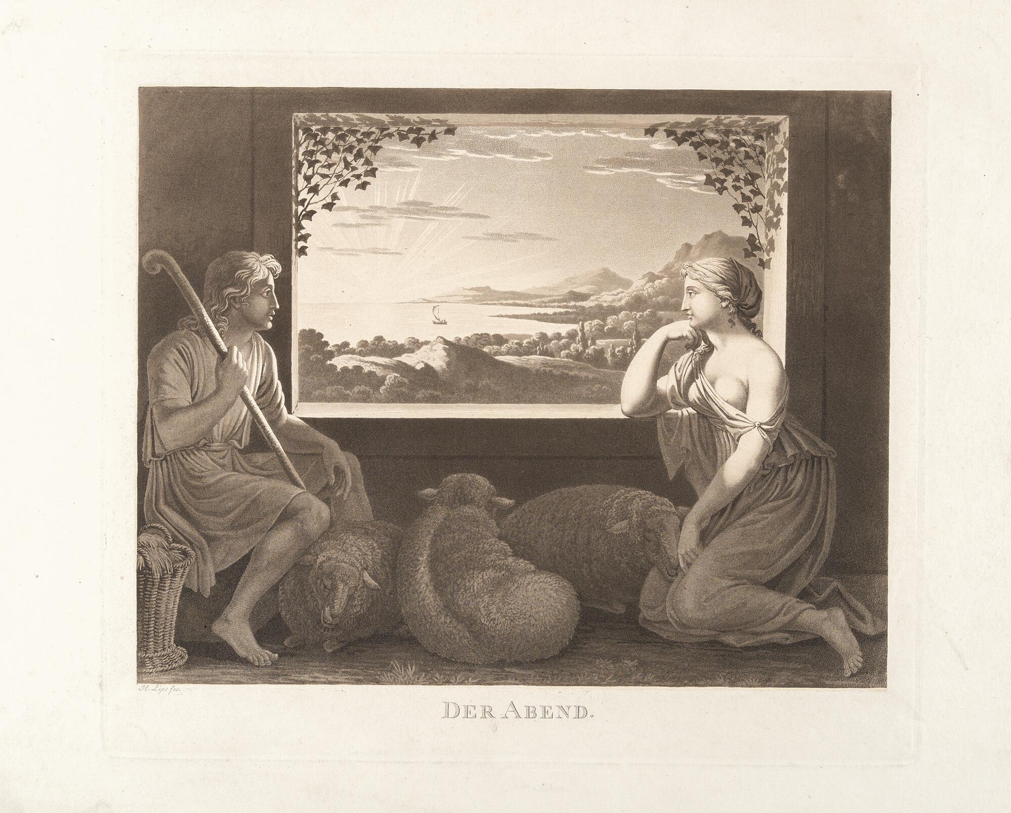 Johann Heinrich Lips - 4 Bll.: Die vier Tageszeiten: Der Morgen – Der Mittag –Der Abend – Die Nacht