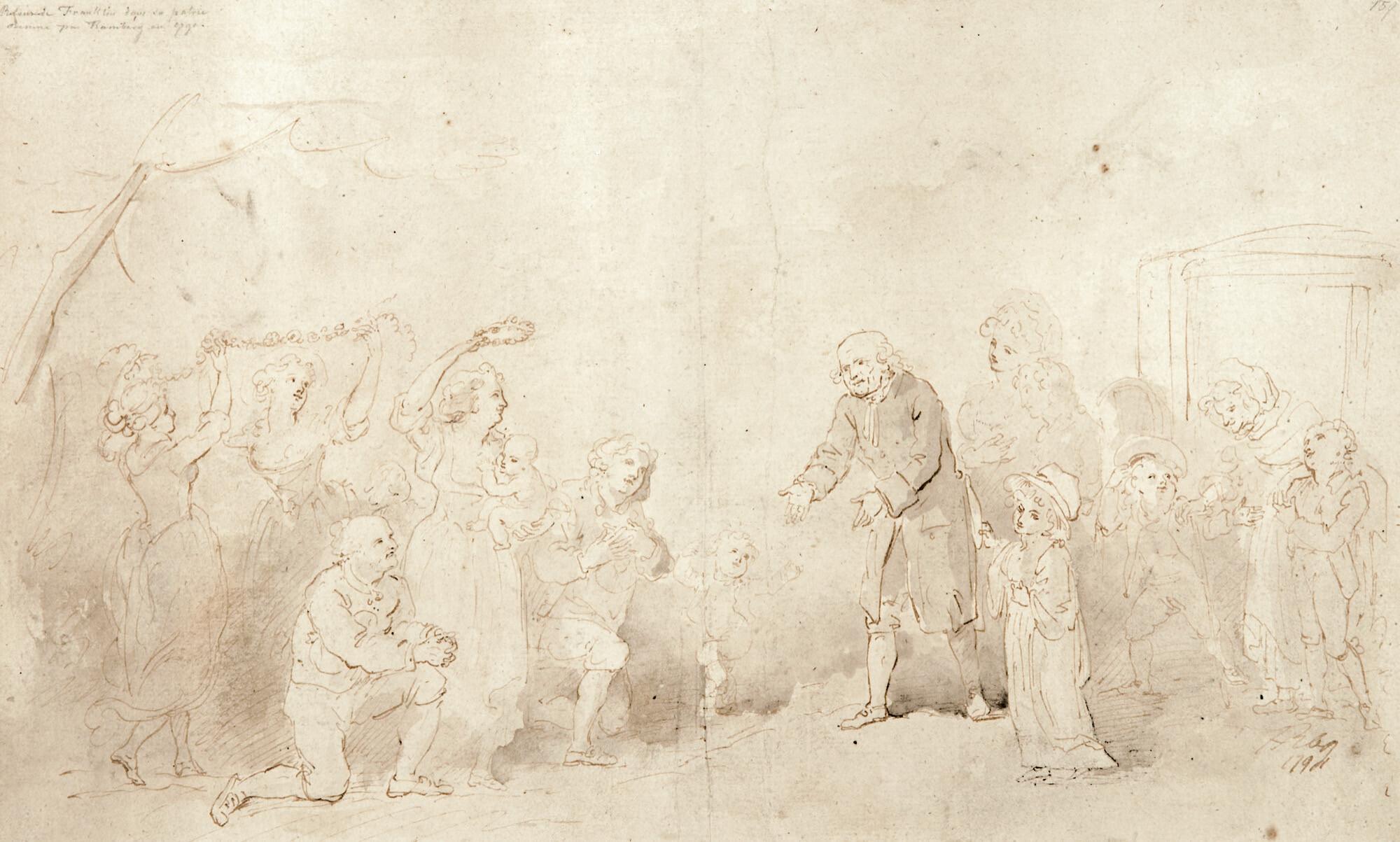 Johann Heinrich Ramberg - Die Rückkehr des Benjamin Franklin.