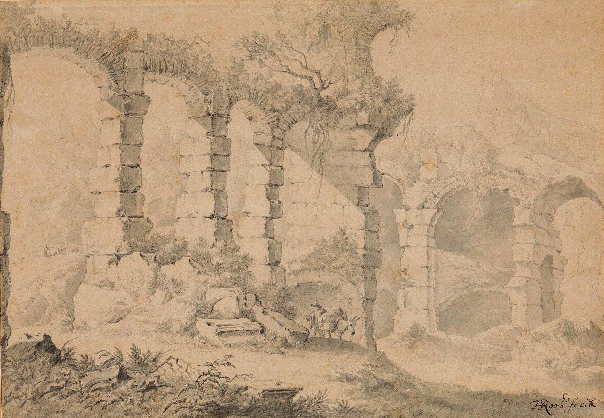 Johann Heinrich Roos - Römische Campagnalandschaft mit Ruinen.