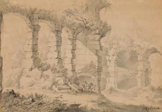 Johann Heinrich Roos - Römische Campagnalandschaft mit Ruinen.