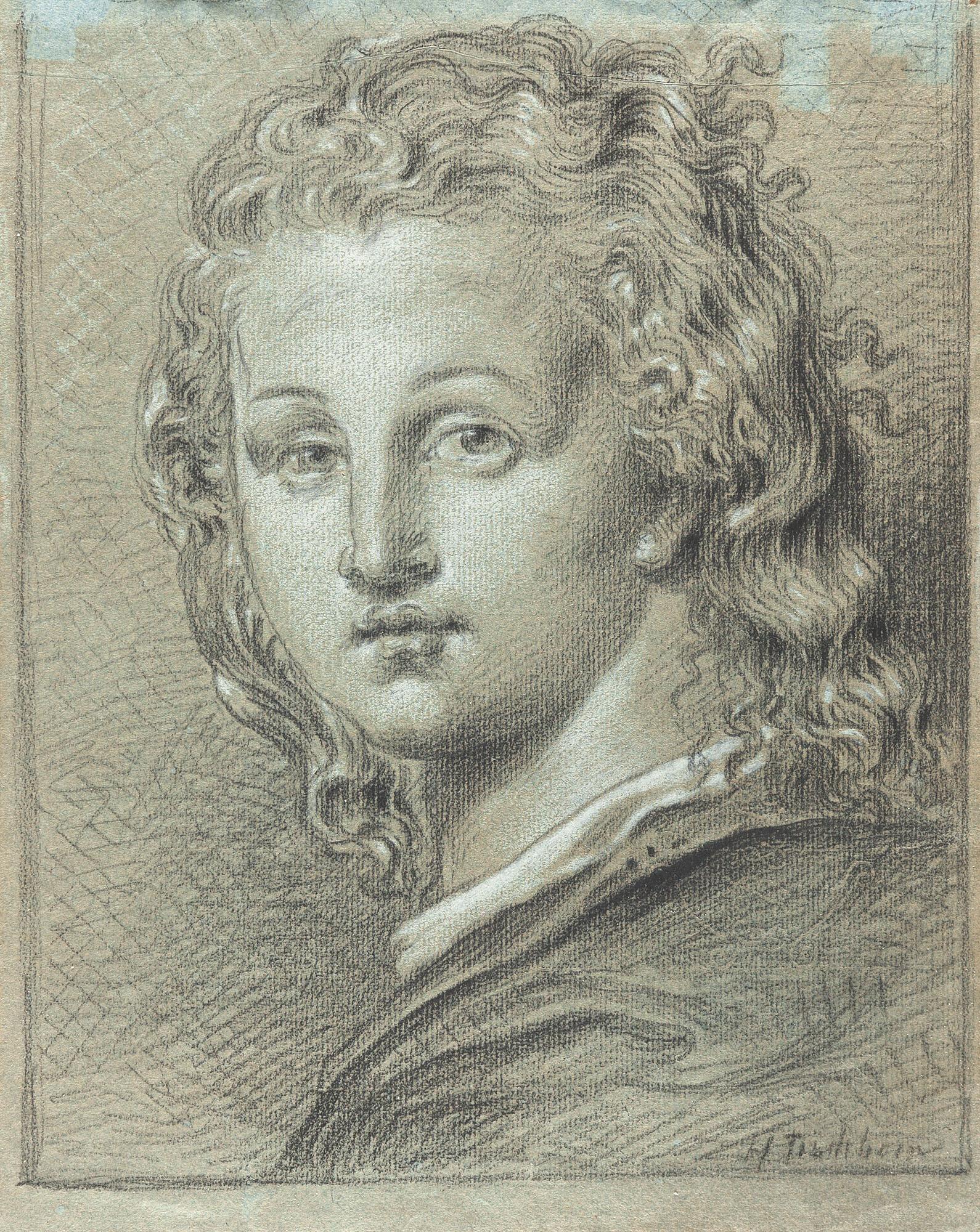 Johann Heinrich Tischbein d. Ä. - Brustbild eines jungen Mannes in schwarzem Rock mit weißem