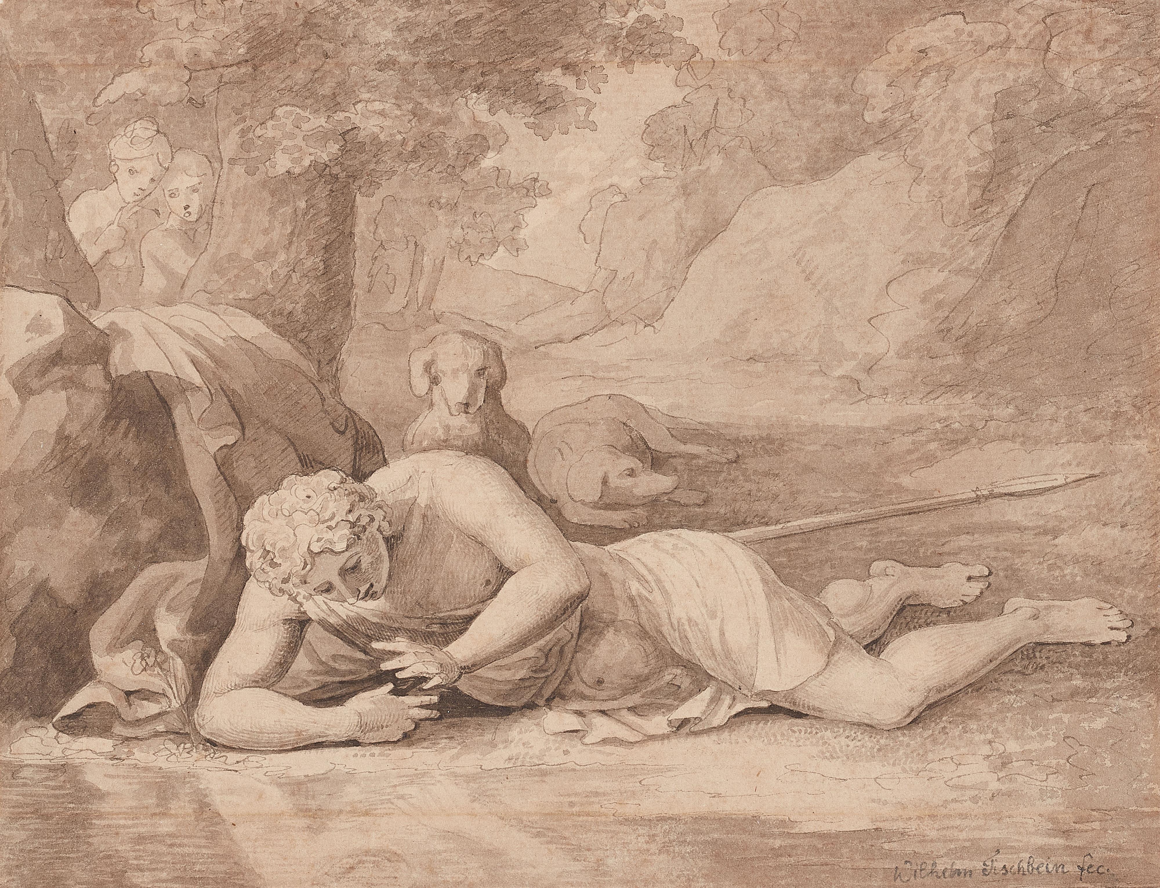 Johann Heinrich Wilhelm Tischbein - Narziss betrachtet sich im Wasser