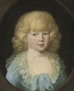 Johann Heinrich Wilhelm Tischbein - Portrait of A Young Boy, Traditionally Identified As Prince Louis Ferdinand of Prussia (1772-1806), Half-Length, In A Blue Costume With A White Collar, In A Feigned Oval
