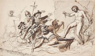 Johann Heinrich Wilhelm Tischbein - Wilhelm Tell flüchtet zu den Gefährten ins Boot