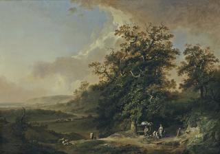 Johann Heinrich Wüest - Landschaft Mit Reisenden An Einem Flussufer Landschaft Mit Fischern, Hirten Und Vieh