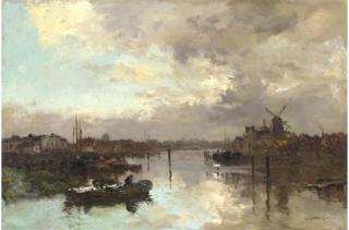 Johann Hendrik van Mastenbroek - A Rotterdam sunset