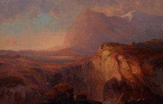 Johann Hermann Carmiencke - Canyon Landscape 12 x 18 3/4 in. framed 16 1/4 x 22 3/4 in.