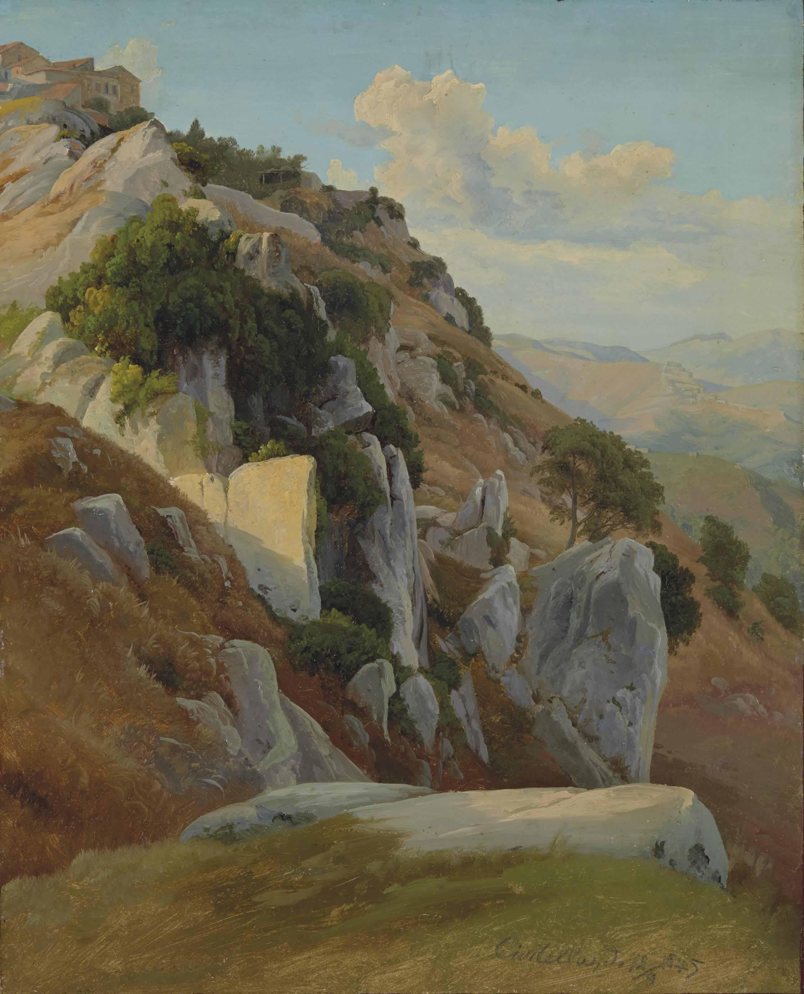 Johann Hermann Carmiencke - Paysage rocheux à Civitella del Tronto