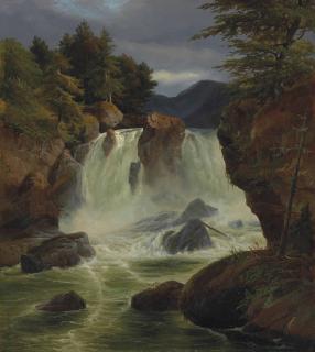 Johann Hermann Carmiencke - Vue de la cascade de Stora Möllan en Suède