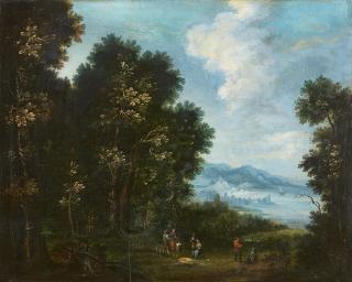 Johann Jacob Hartmann - Zwei bewaldete Landschaften mit Staffagefiguren