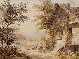 Johann Jacob Meyer - Alpenlandschaft im Sommer mit Staffage