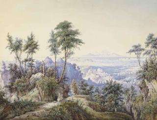 Johann Jacob Wolfensberger - A view of Troy from the hills, looking out to the Aegean