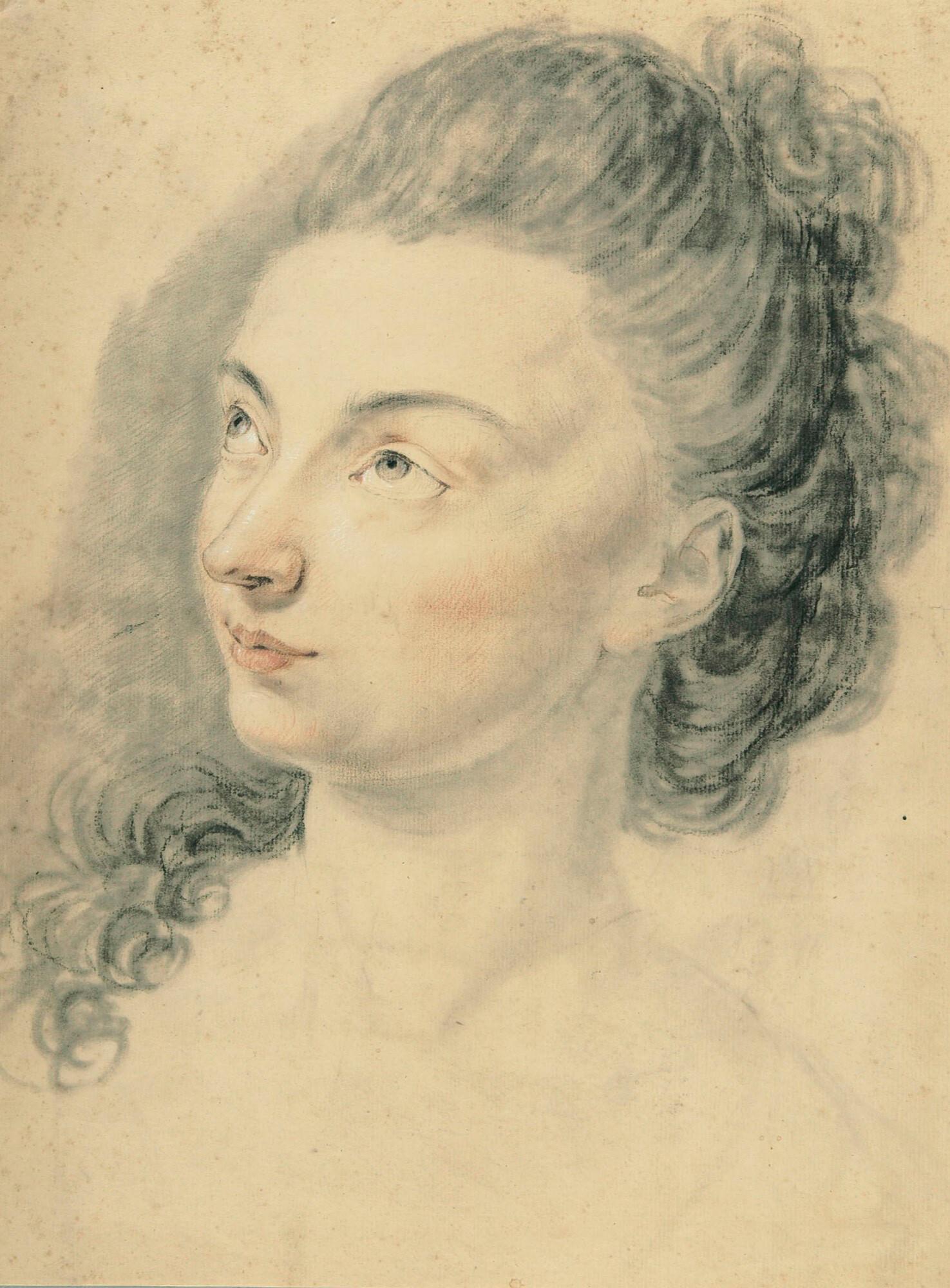 Johann Jakob Dorner d. Ä. - Bildnis einer jungen Frau, nach oben blickend.