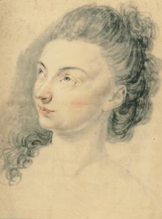 Johann Jakob Dorner d. Ä. - Bildnis einer jungen Frau, nach oben blickend.