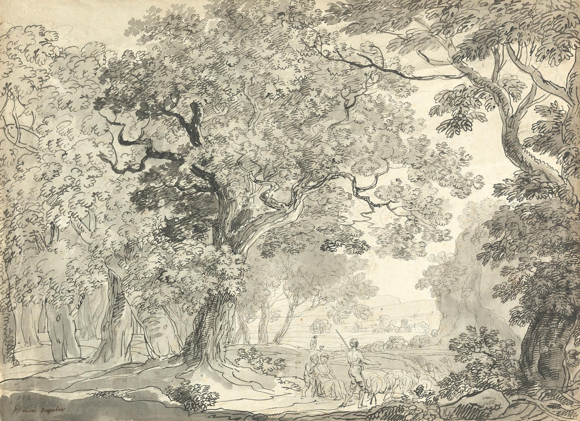 Johann Jakob Dorner d. Ä. - Südliche Landschaft mit Hirten.