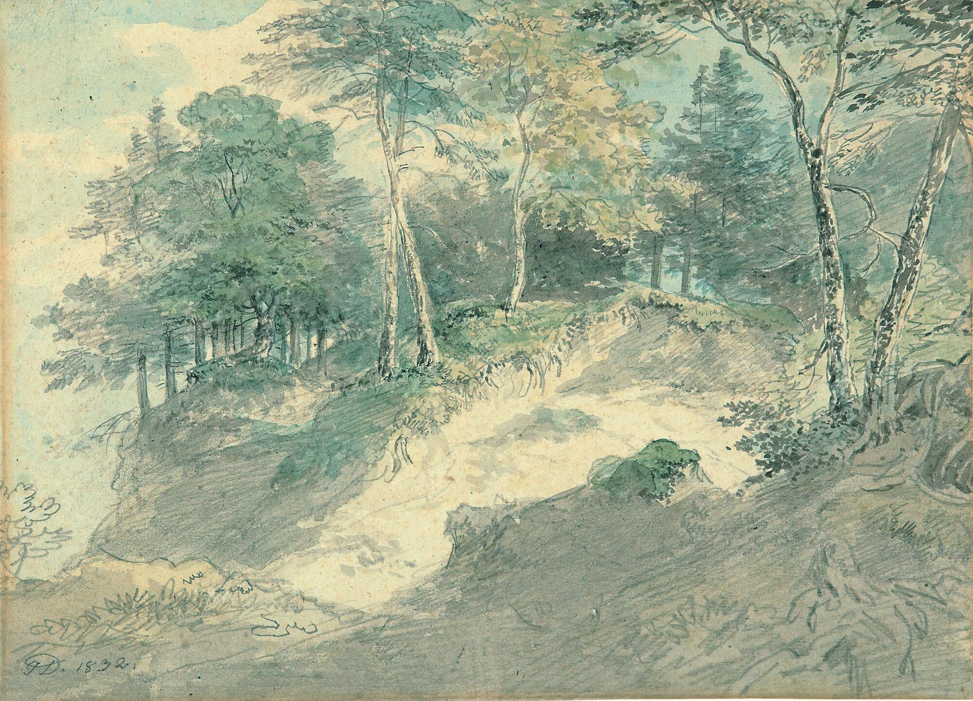 Johann Jakob Dorner d. J. - Besonntes Waldstück im oberbayerischer Landschaft.