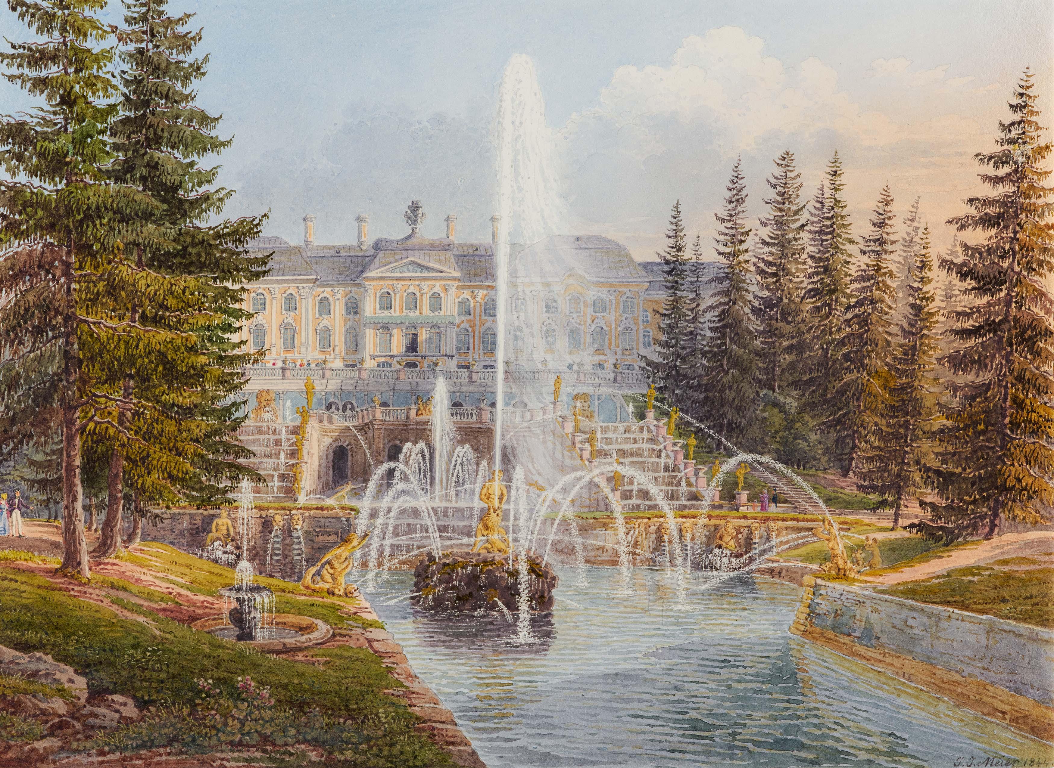 Johann Jakob Meyer - Schloss Peterhof bei Sankt Petersburg.