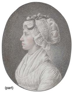 Johann Jakob Müller - A gentleman and three young ladies, all in profile: he, in a coat and stock; the sisters, in white dresses with fichus and wearing bonnets with a ribbon