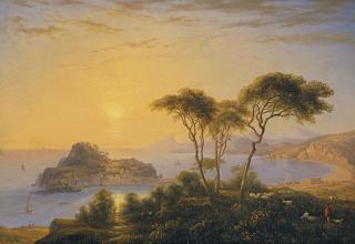 Johann Jakob Ulrich - Sestri Levante Bei Sonnenuntergang, 1836