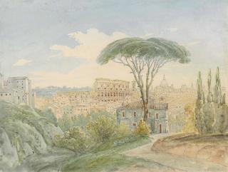 Johann Jakob Wolfensberger - An extensive view of Rome with the Colosseum and Saint Peter\'s