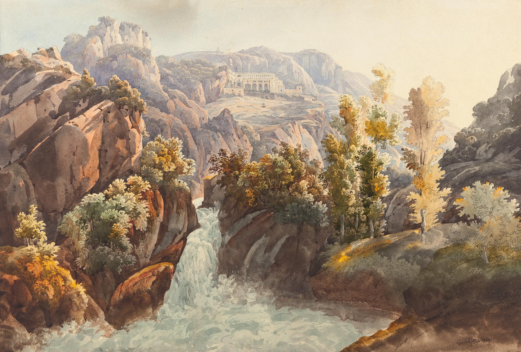 Johann Jakob Wolfensberger - Blick auf Subiaco mit dem Kloster San Benedetto