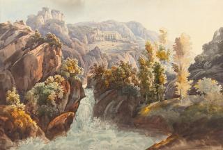 Johann Jakob Wolfensberger - Blick auf Subiaco mit dem Kloster San Benedetto