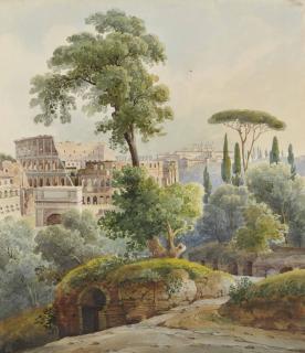 Johann Jakob Wolfensberger - Vue de Rome avec le Colisée et la Villa Médicis