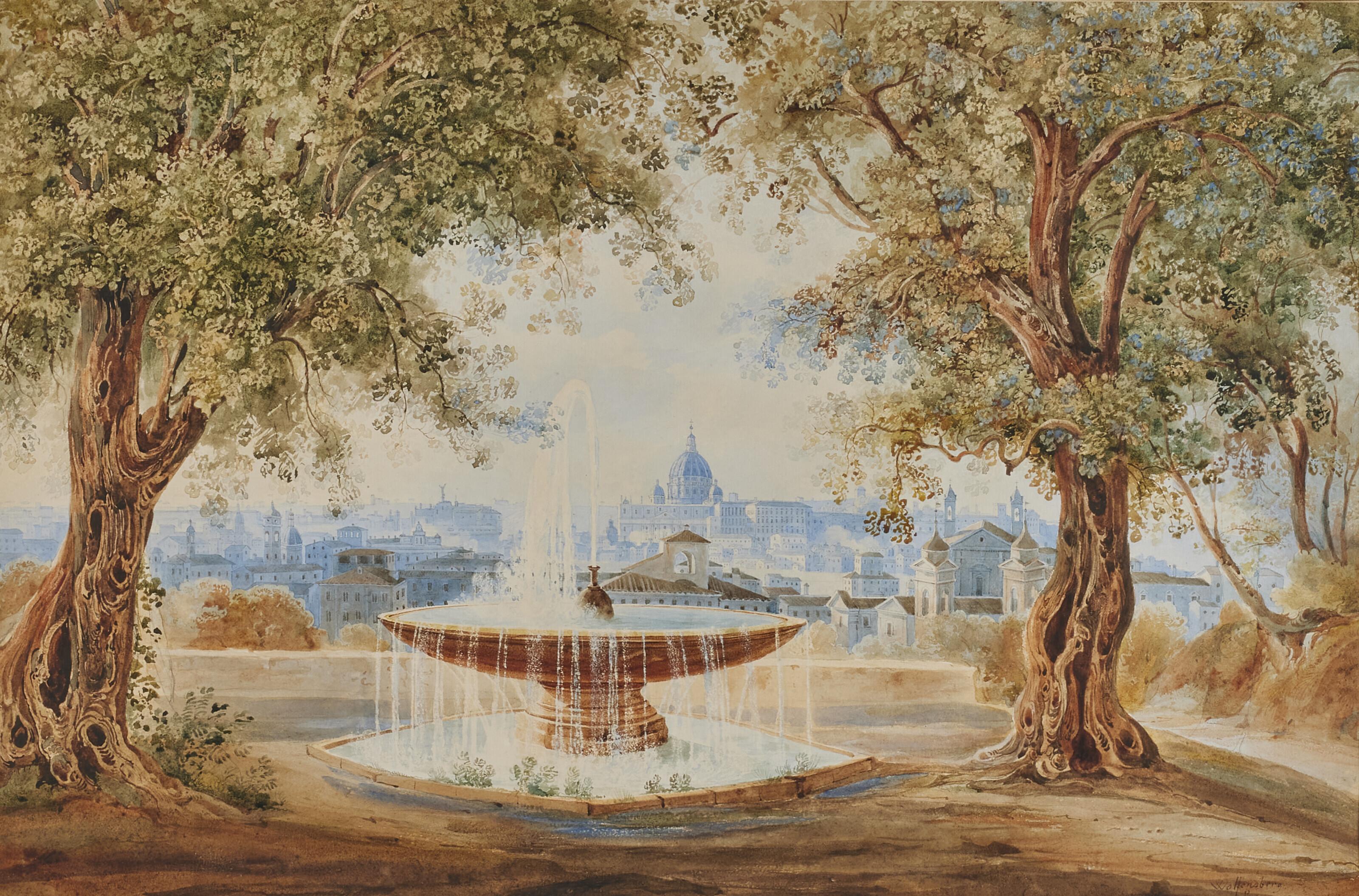 Johann Jakob Wolfensberger - Vue De Rome Depuis Les Hauteurs Avec La Basilique Saint Pierre; Et Vue Du Forum Romain Avec Le Colisée À L\'Arrière-Plan