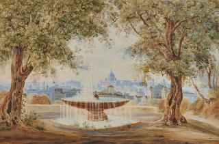 Johann Jakob Wolfensberger - Vue De Rome Depuis Les Hauteurs Avec La Basilique Saint Pierre; Et Vue Du Forum Romain Avec Le Colisée À L\'Arrière-Plan