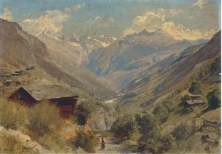 Johann-Joseph Geisser - Figure in an Alpine landscape