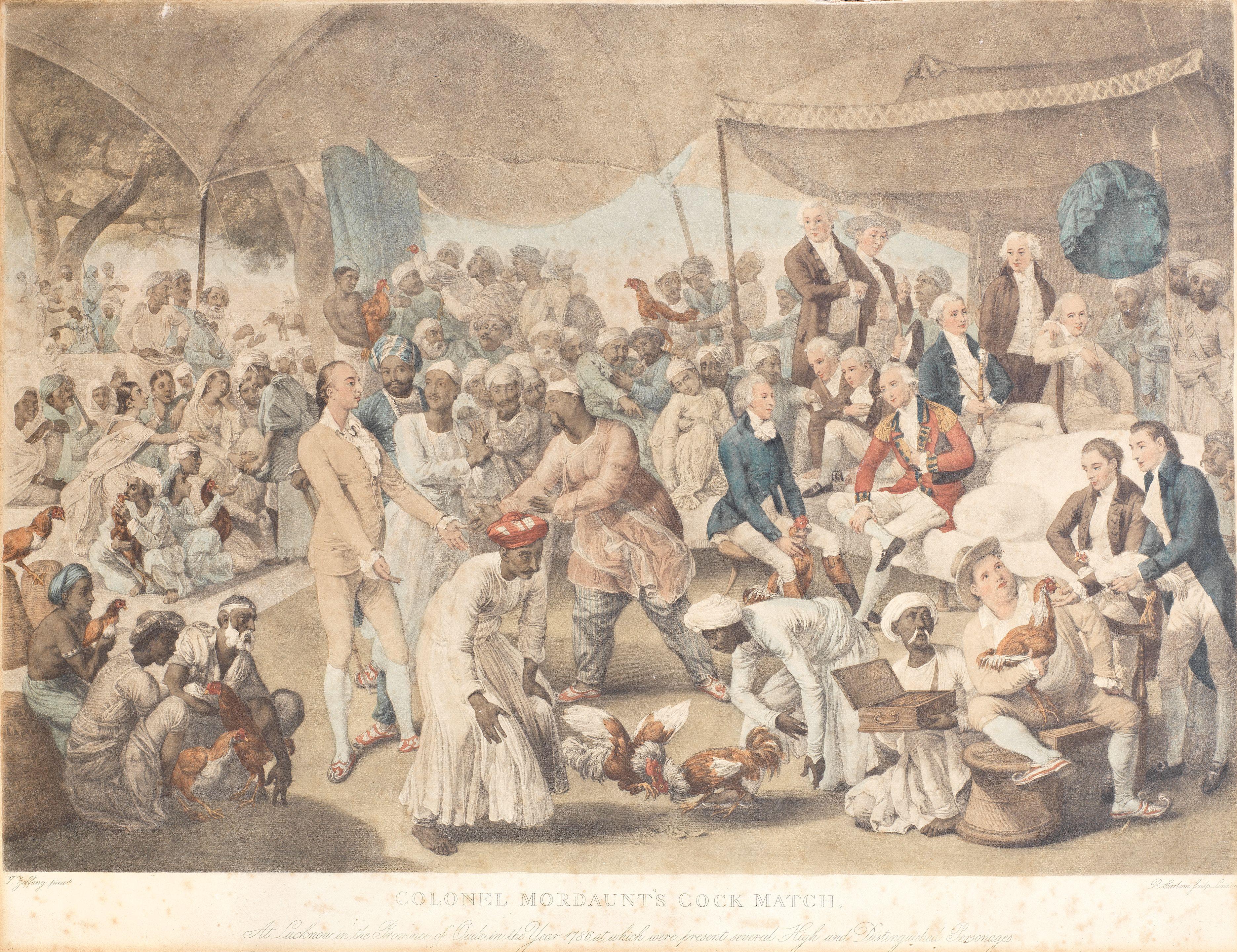 Johann Joseph Zoffany - After Johann Joseph Zoffany (British, 1733-1810) Colonel Mordaunt\'s Cock Match. At Lucknow in the Province of Oude in the Year 1786 at Which Were Present Several High and Distinguished Personages\'