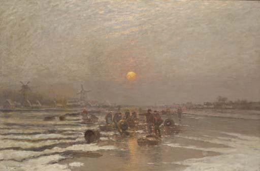 Johann Jungblutt - Ice fishing at dusk