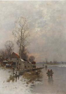 Johann Jungblutt - Walking home on a winters day at dusk