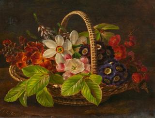 Johann Laurentz Jensen - Bastkorb mit Blumen.