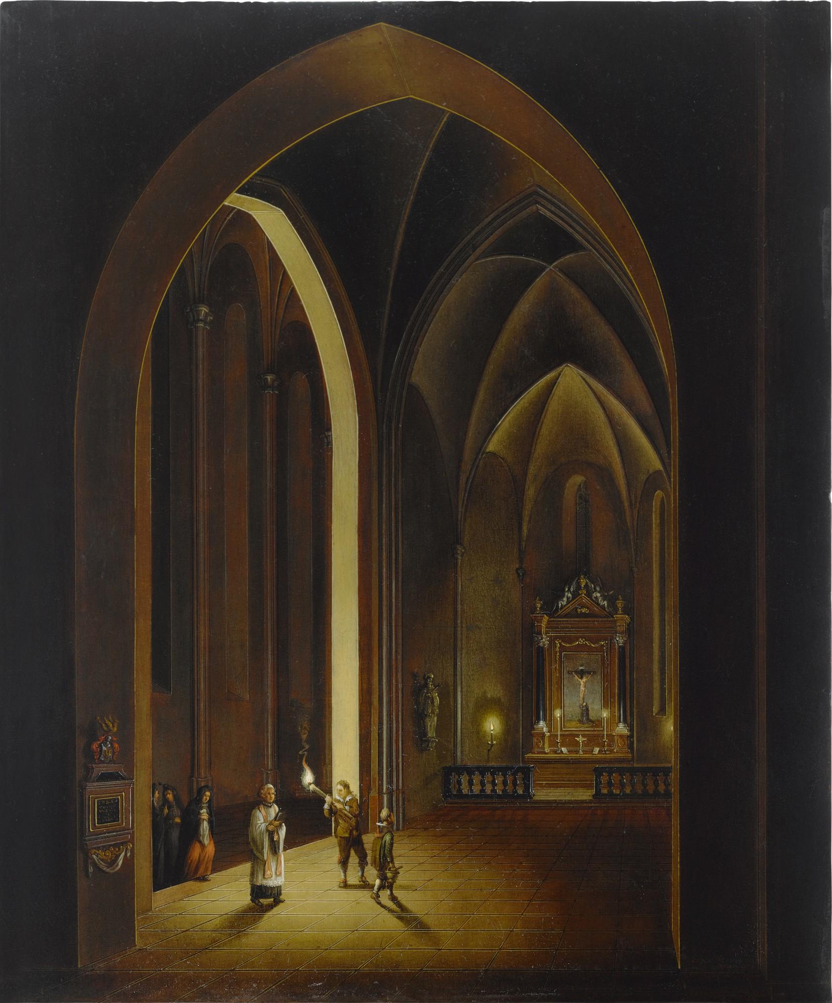 Johann Ludwig Ernst Morgenstern - Candlelit church interior