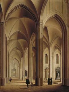 Johann Ludwig Ernst Morgenstern - The Interior of A Gothic Cathedral