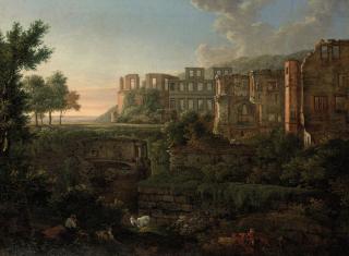 Johann Martin von Rohden - A \'capriccio\' view of the ruins of Heidelberg castle