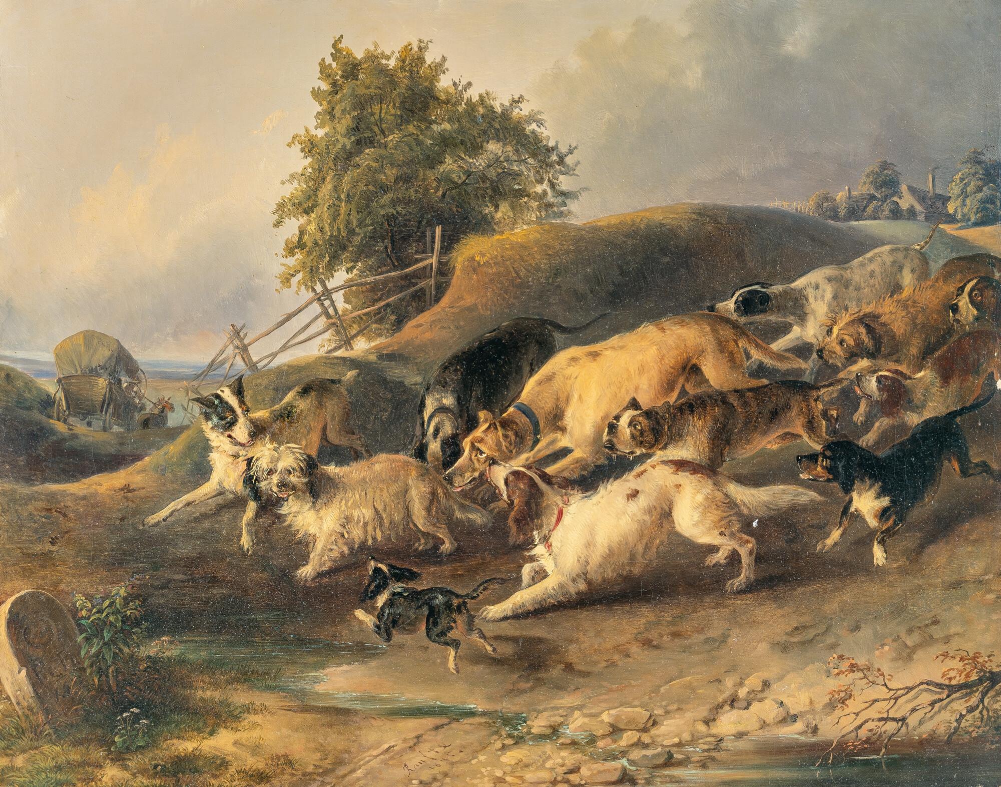 Johann Mathias Ranftl - Die begehrte, fremde Hundedame auf der Durchreise