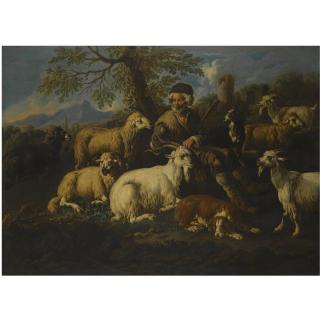 Johann Melchior Roos - A Herder Resting With His Animals In A Landscape