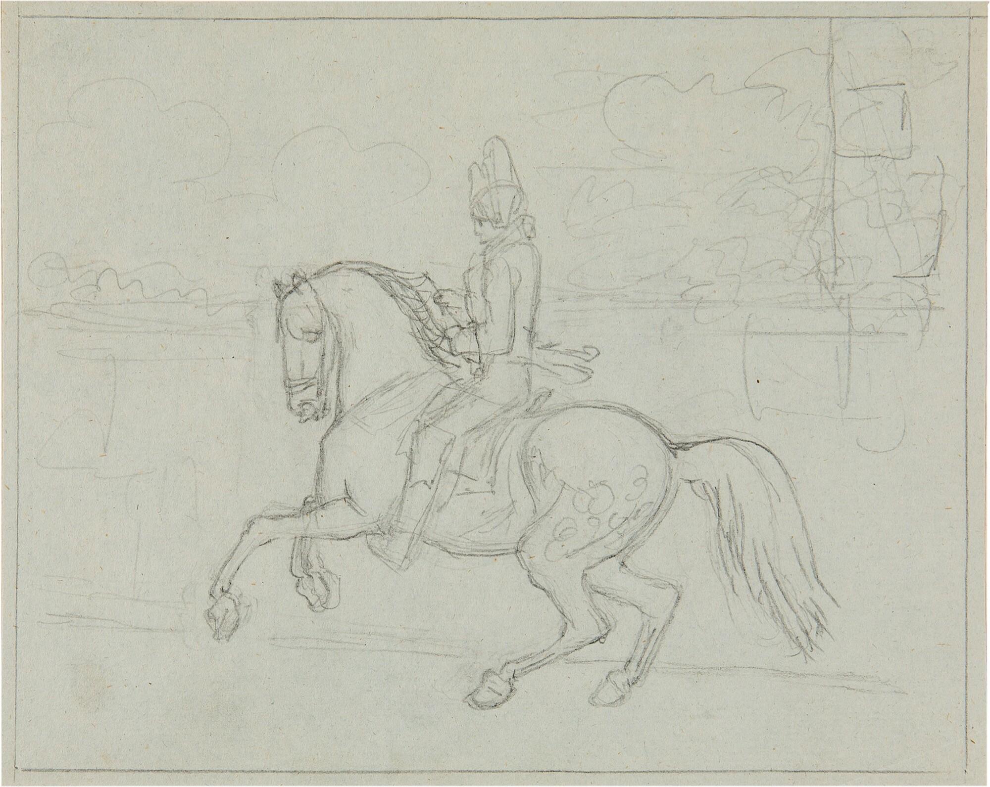 Johann Michael Voltz - 2 Bll.: Reiter in der Levade – Reiter in der Passage.