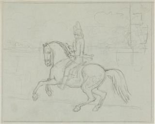 Johann Michael Voltz - 2 Bll.: Reiter in der Levade – Reiter in der Passage.