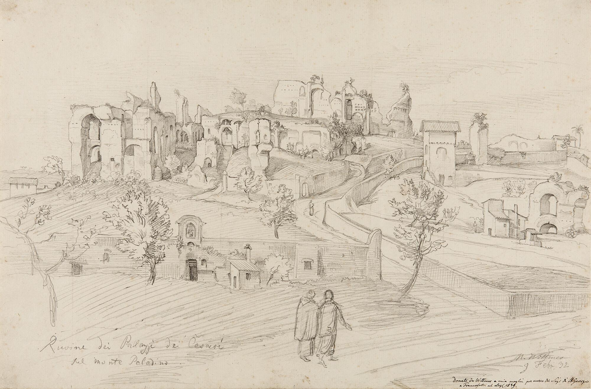 Johann Michael Wittmer II. - „Rovine dei Palazzi dei Cesari sul monte Paladino“.