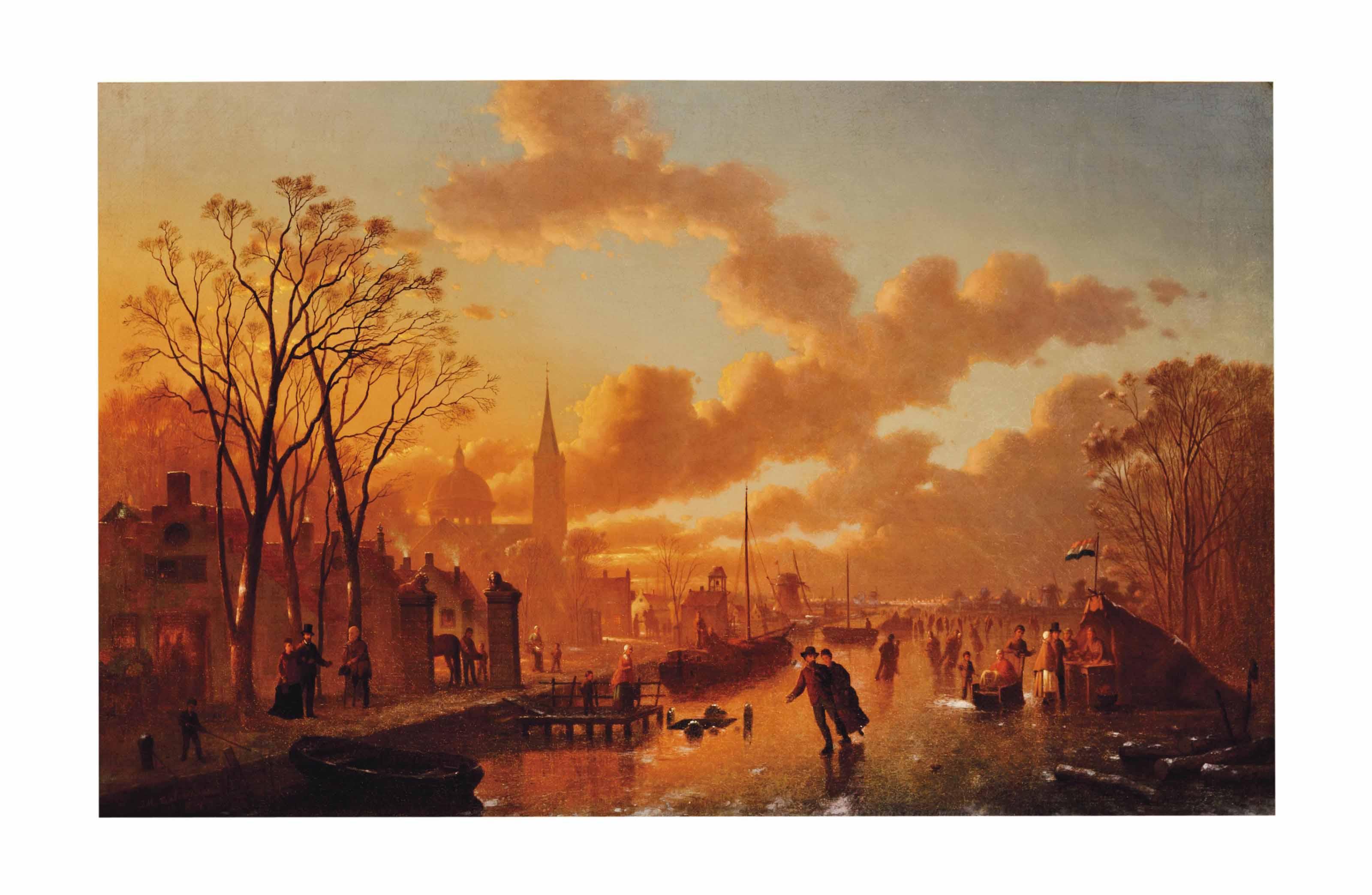 Johann Mongels Culverhouse - Ice Skating At Sunset