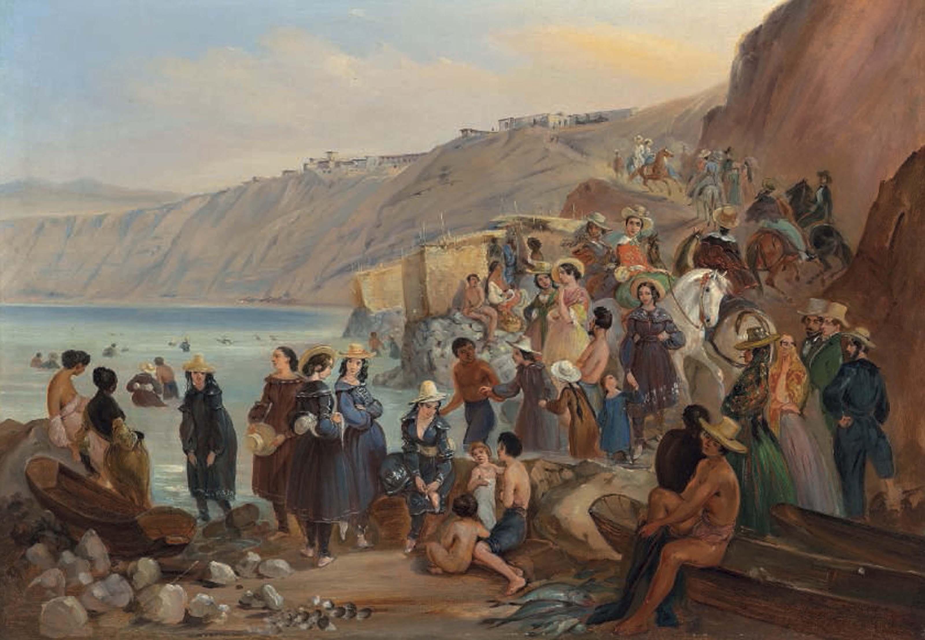 Johann Moritz Rugendas - Bathers on the Chorillos beach, Miraflores, Lima
