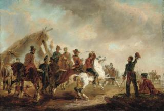 Johann Moritz Rugendas - \'Carrera Cuadrera\' -- campamento militar cerca de Montevideo (1845)